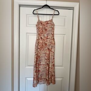 Abstract cowl neck midi dress